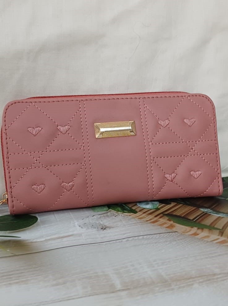 Pink Embroidered Wallet
