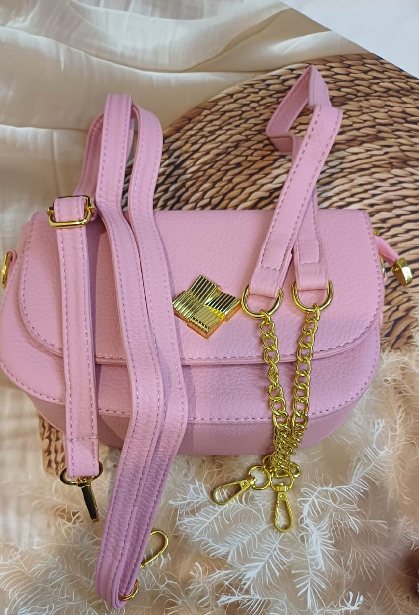 Pink Textured Sling Bag