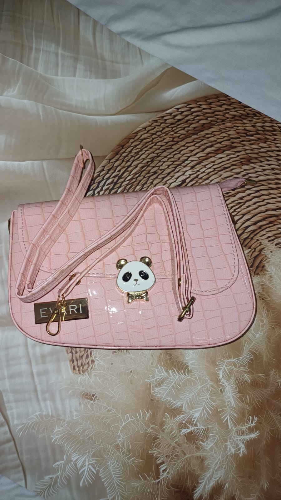 Pink Panda Lock Sling Bag