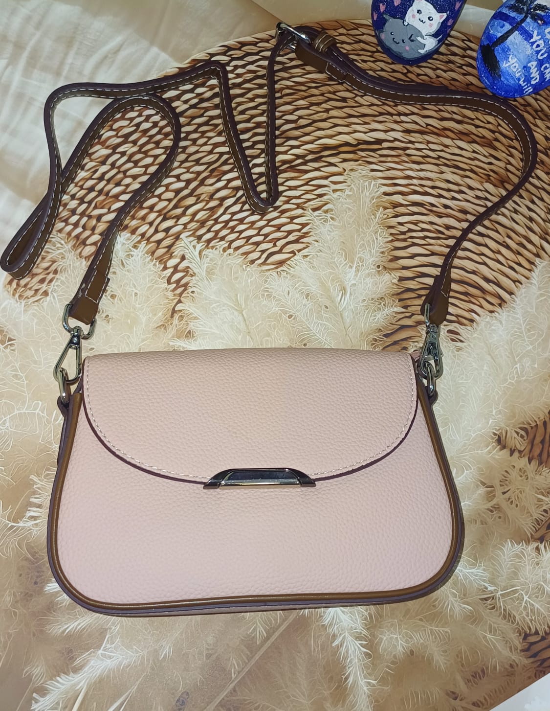 Peach Textured Sling Bag