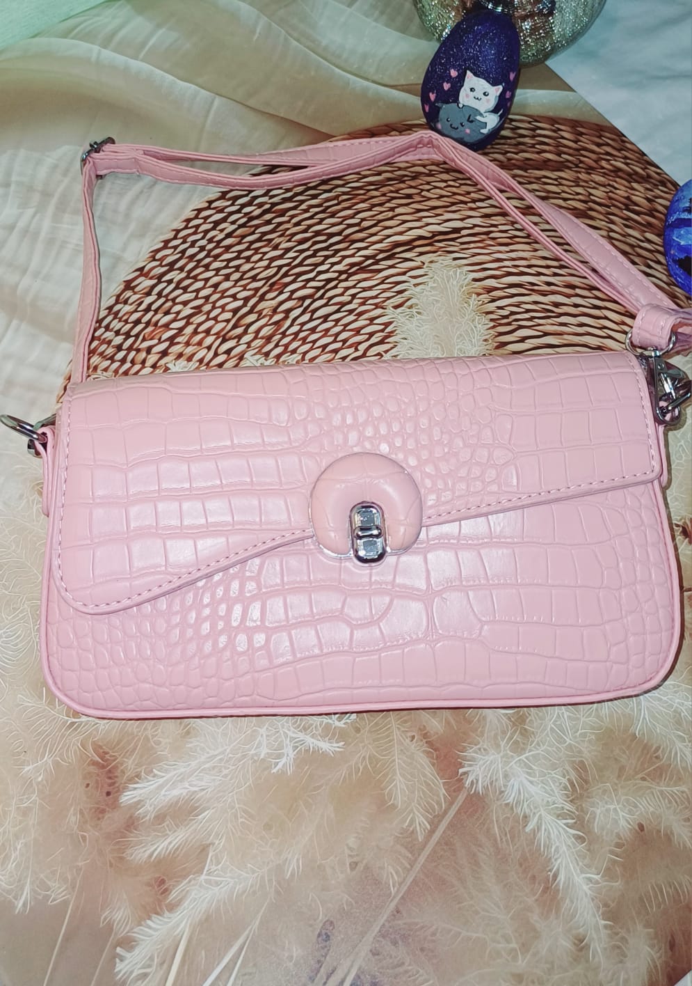 Pink Umbrella Lock Sling Bag