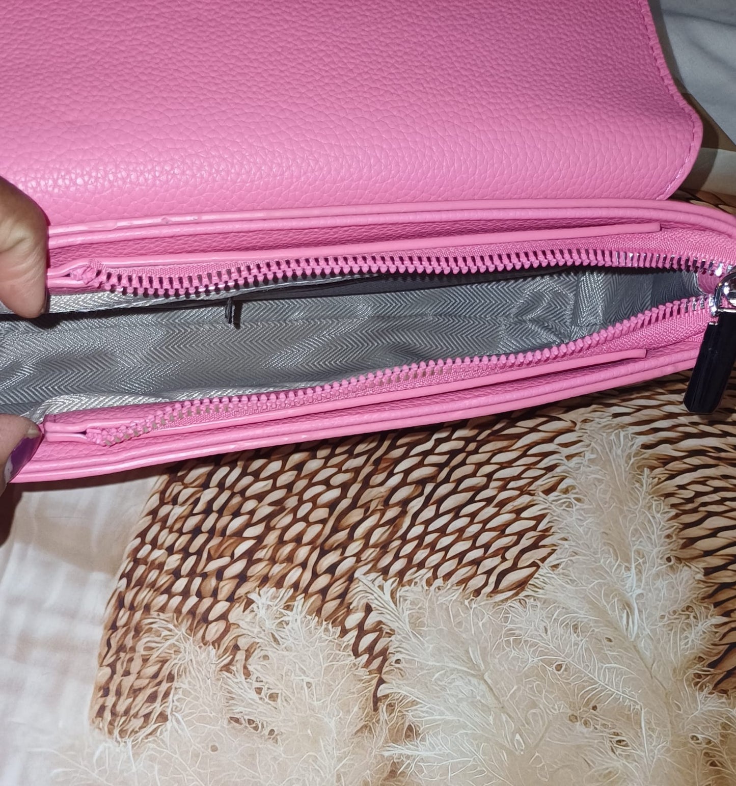 Pink Metal Lock Sling Bag