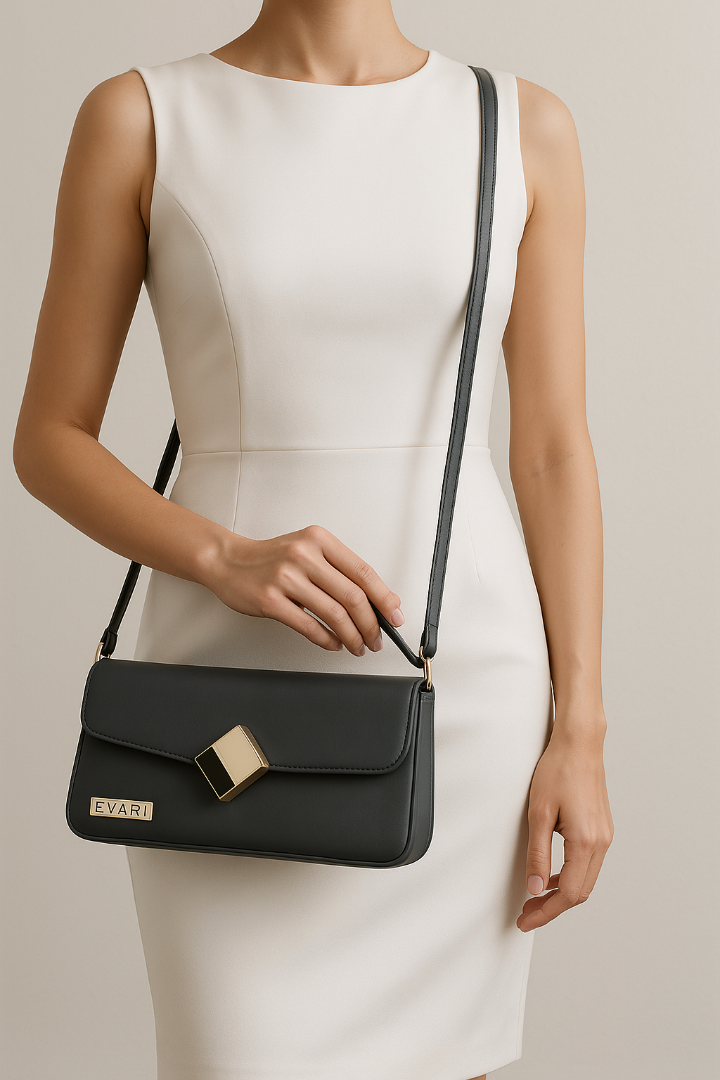 Grey 3D Lock Baguette Bag