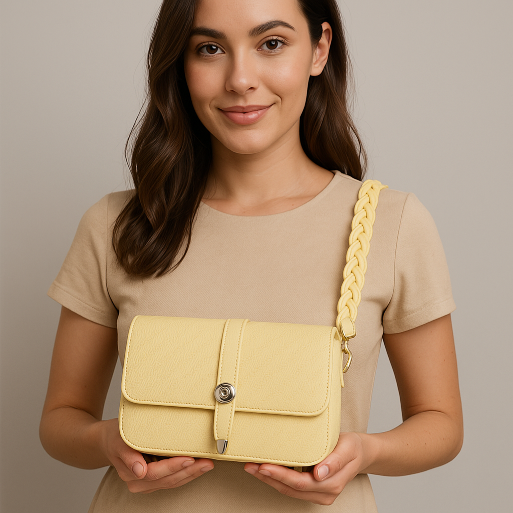 Yellow Textured Sling Bag