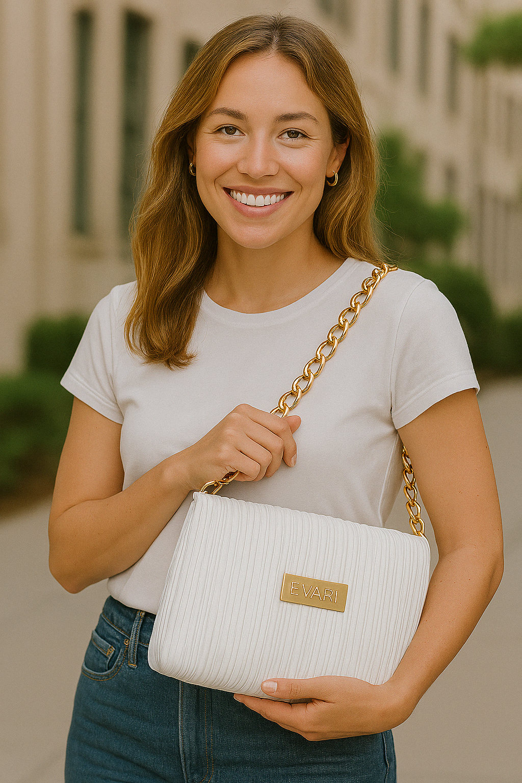White Stripes Quilt Sling Bag