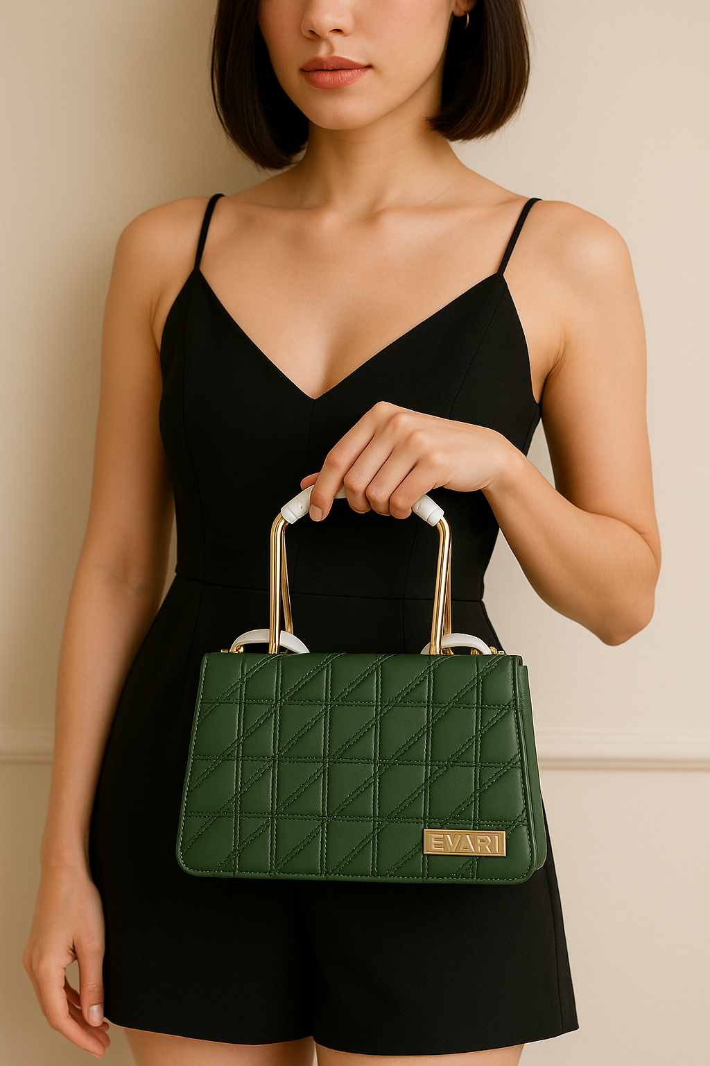 Green Embossed Metal Sling Bag