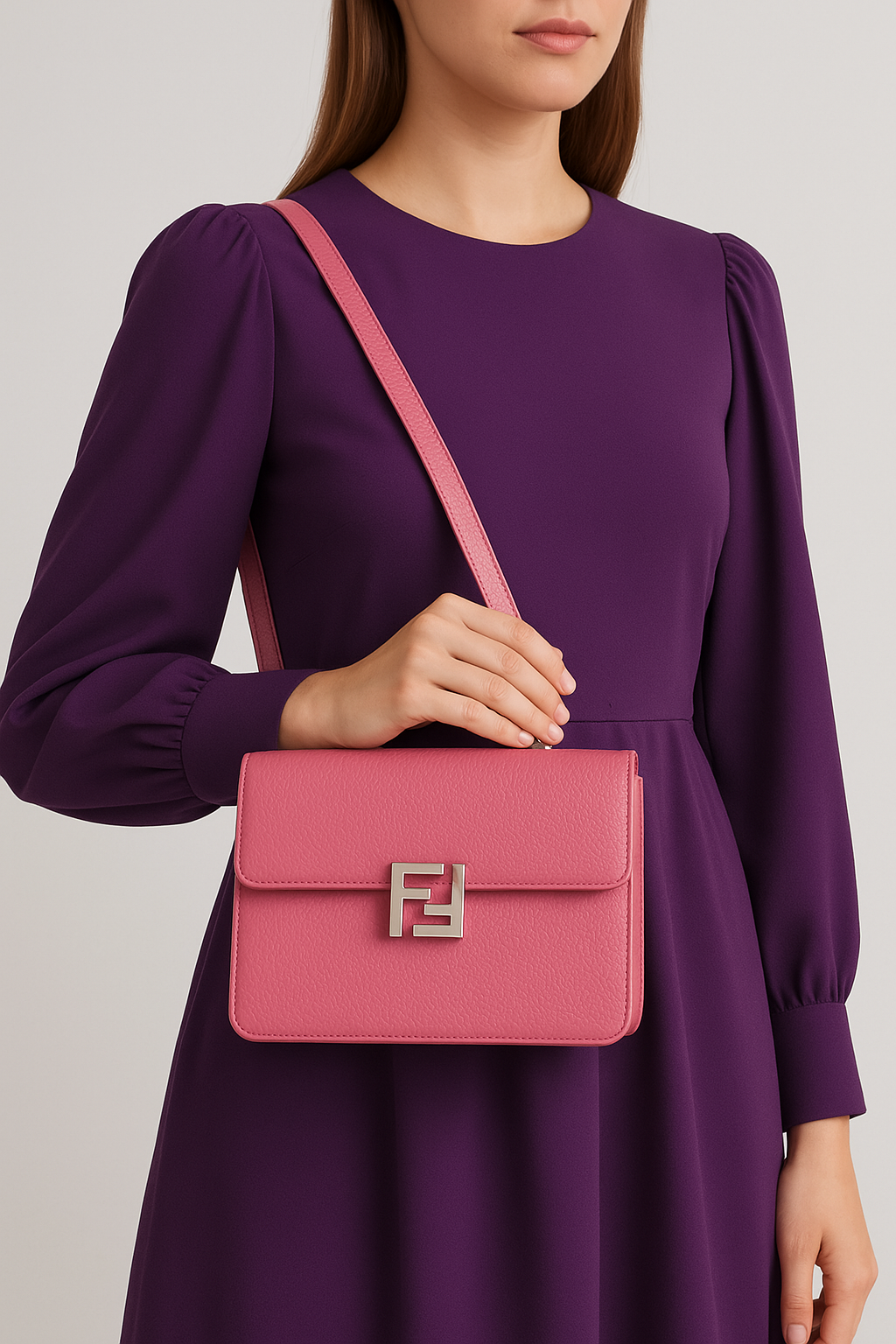 Pink Metal Lock Sling Bag