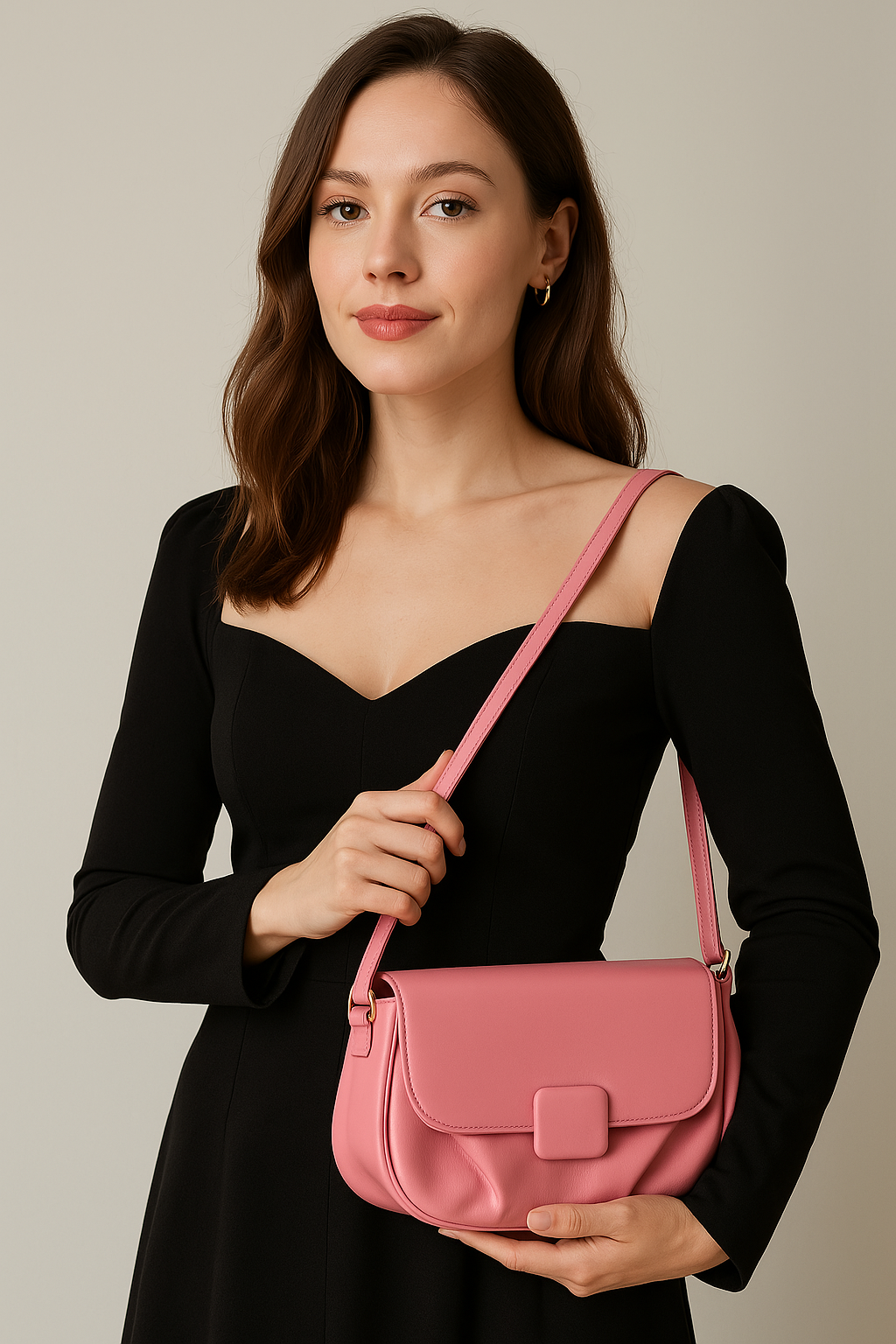 Pink Square Lock Sling Bag
