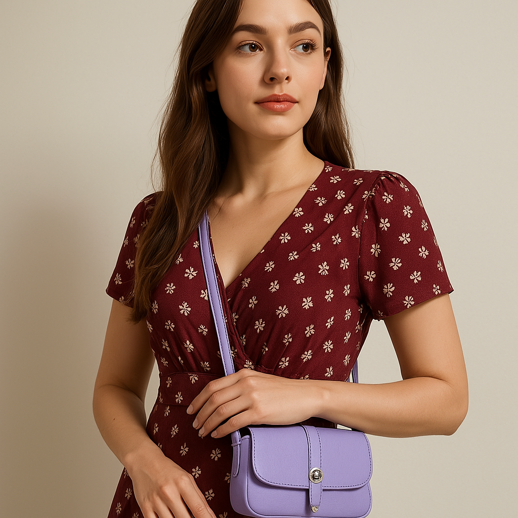 Purple Textured Sling Bag