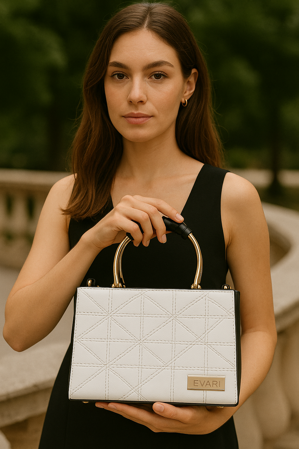 White Embossed Metal Sling Bag