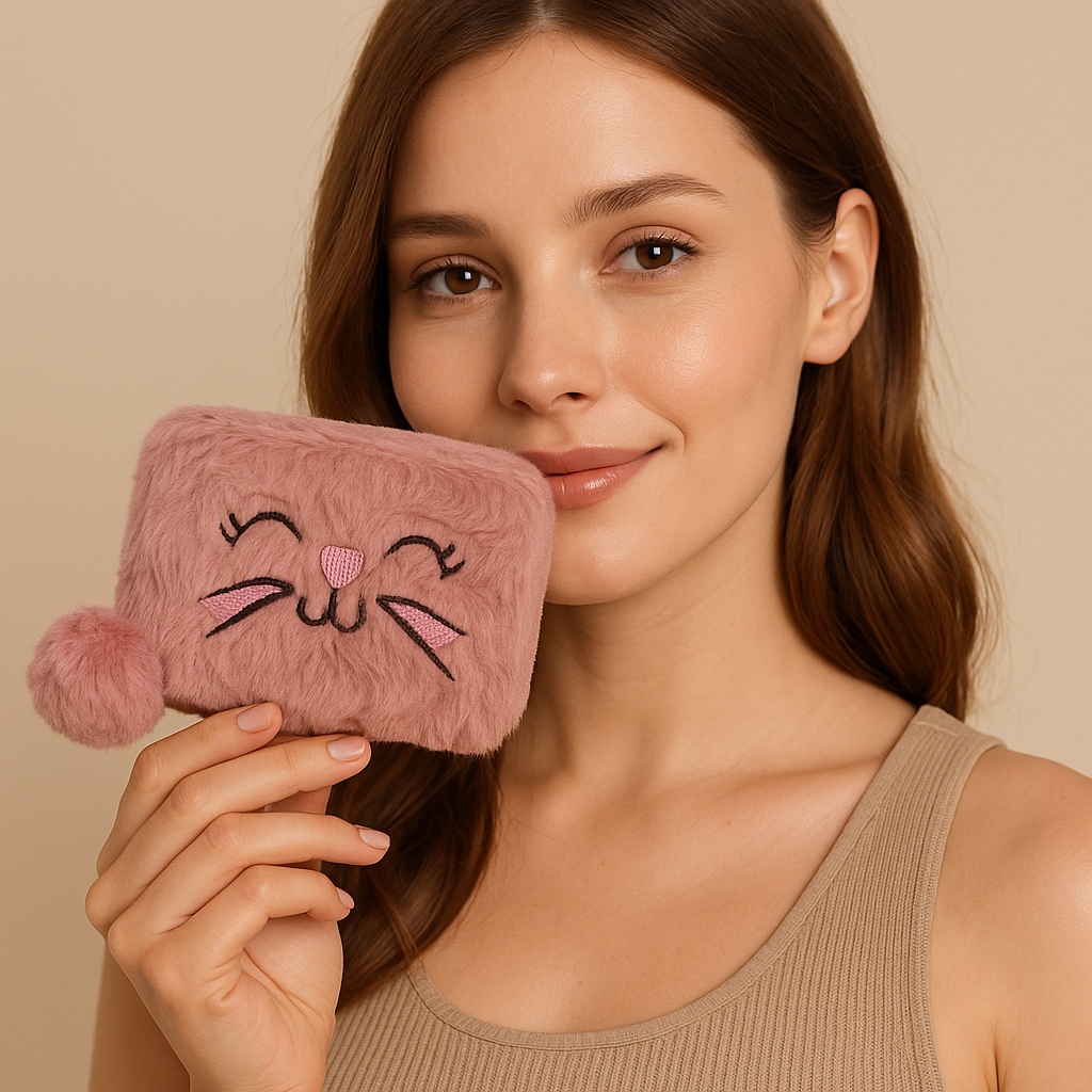 Pink Kitty Fur Pocket Wallet