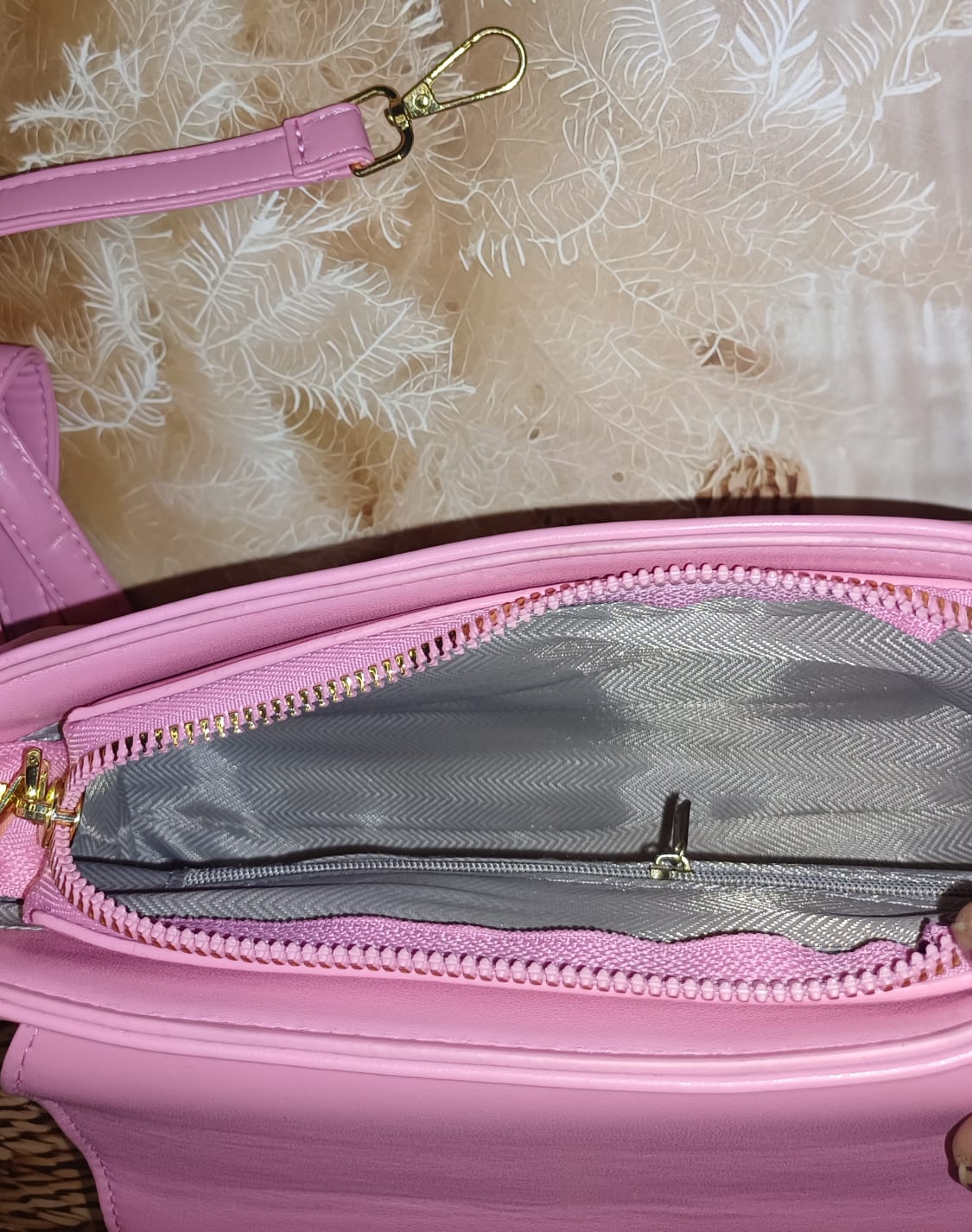 Pink Square Lock Sling Bag