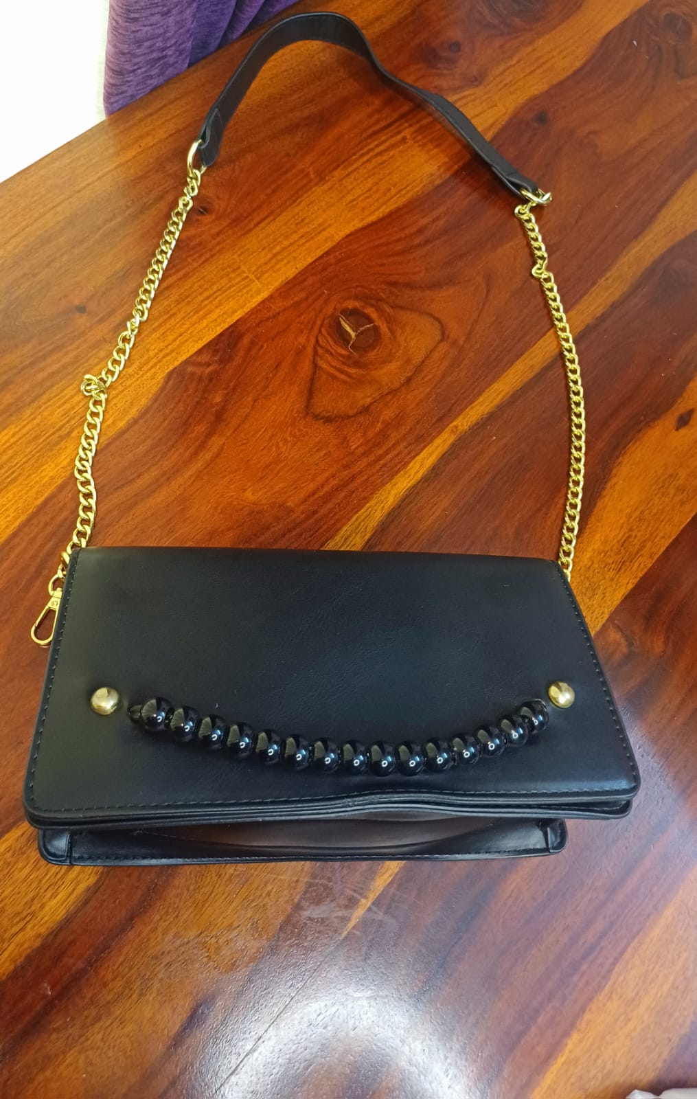 Black Beaded Sling Bag