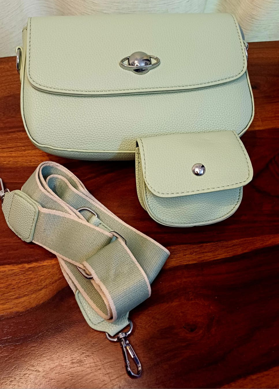 Green Textured Sling Bag