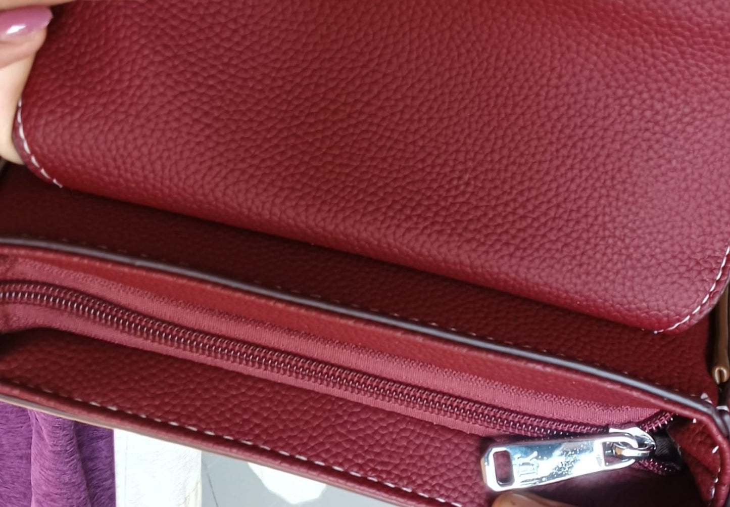 Red Textured Sling Bag