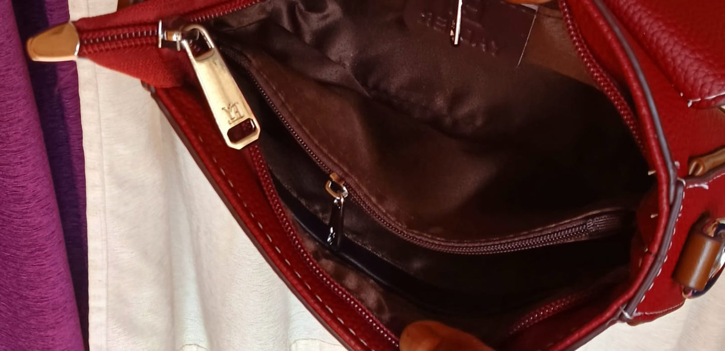 Red Textured Sling Bag