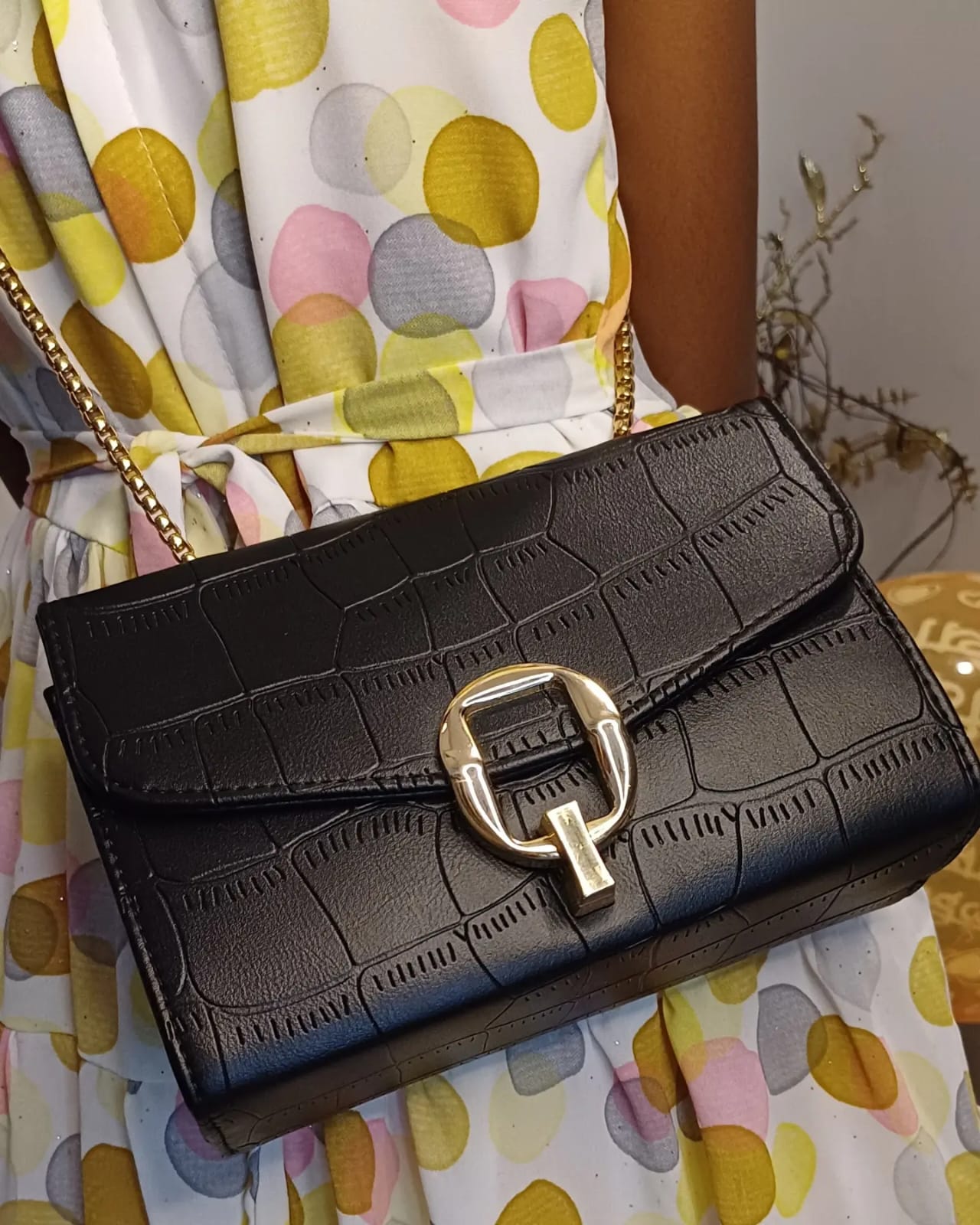 Black Q Lock Sling Bag