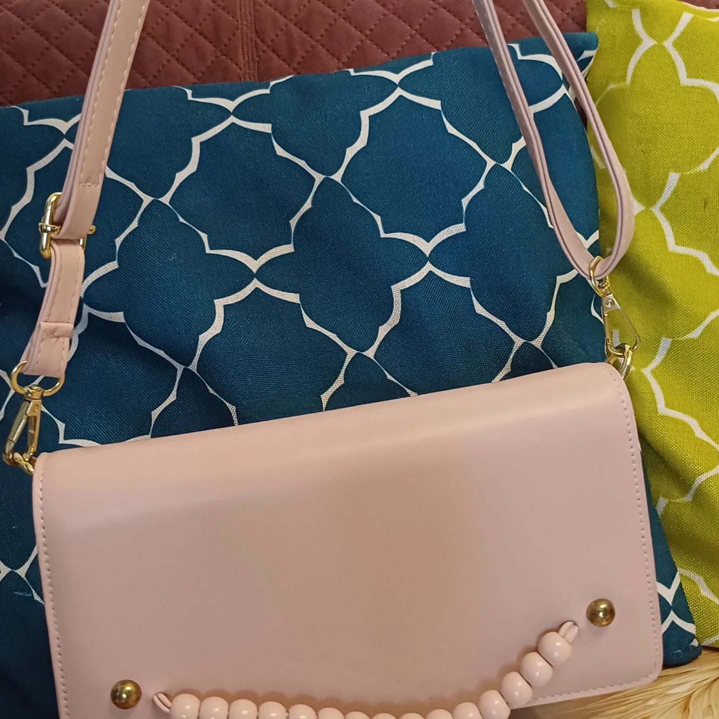 Pink Beaded Sling Bag