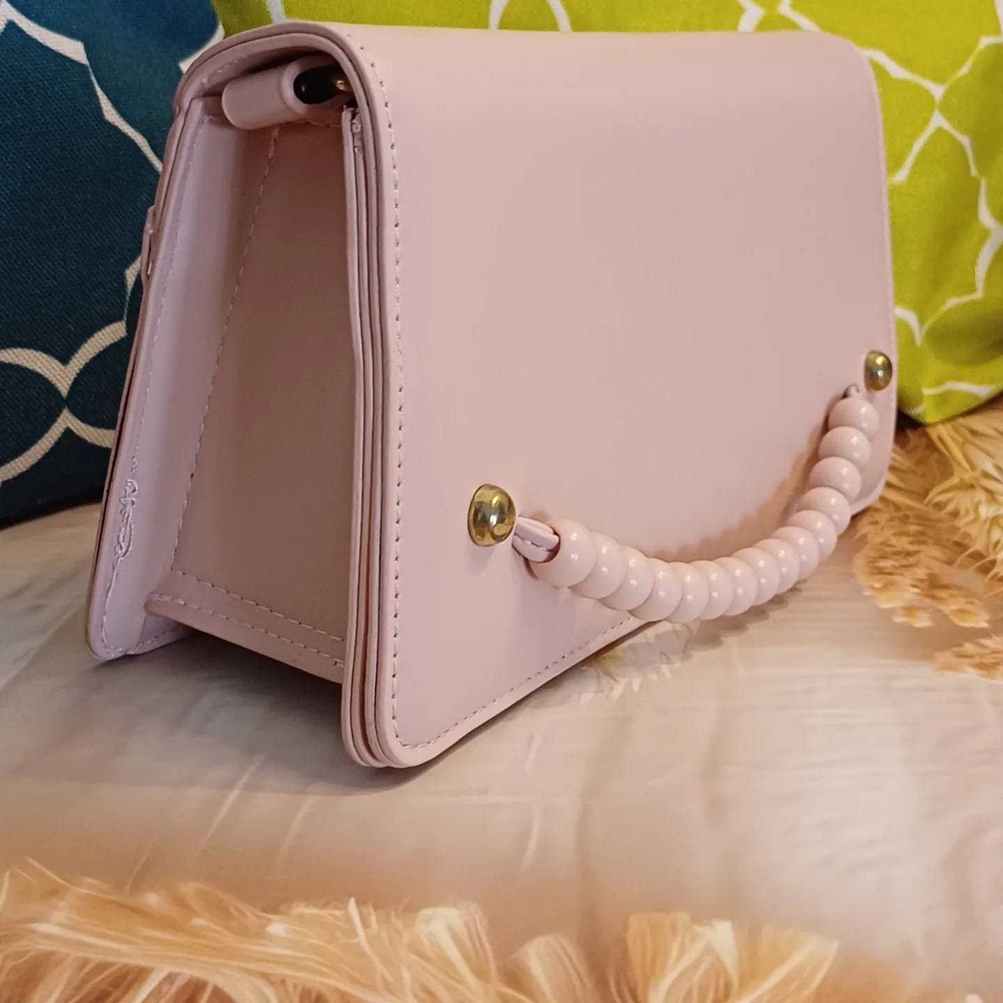 Pink Beaded Sling Bag
