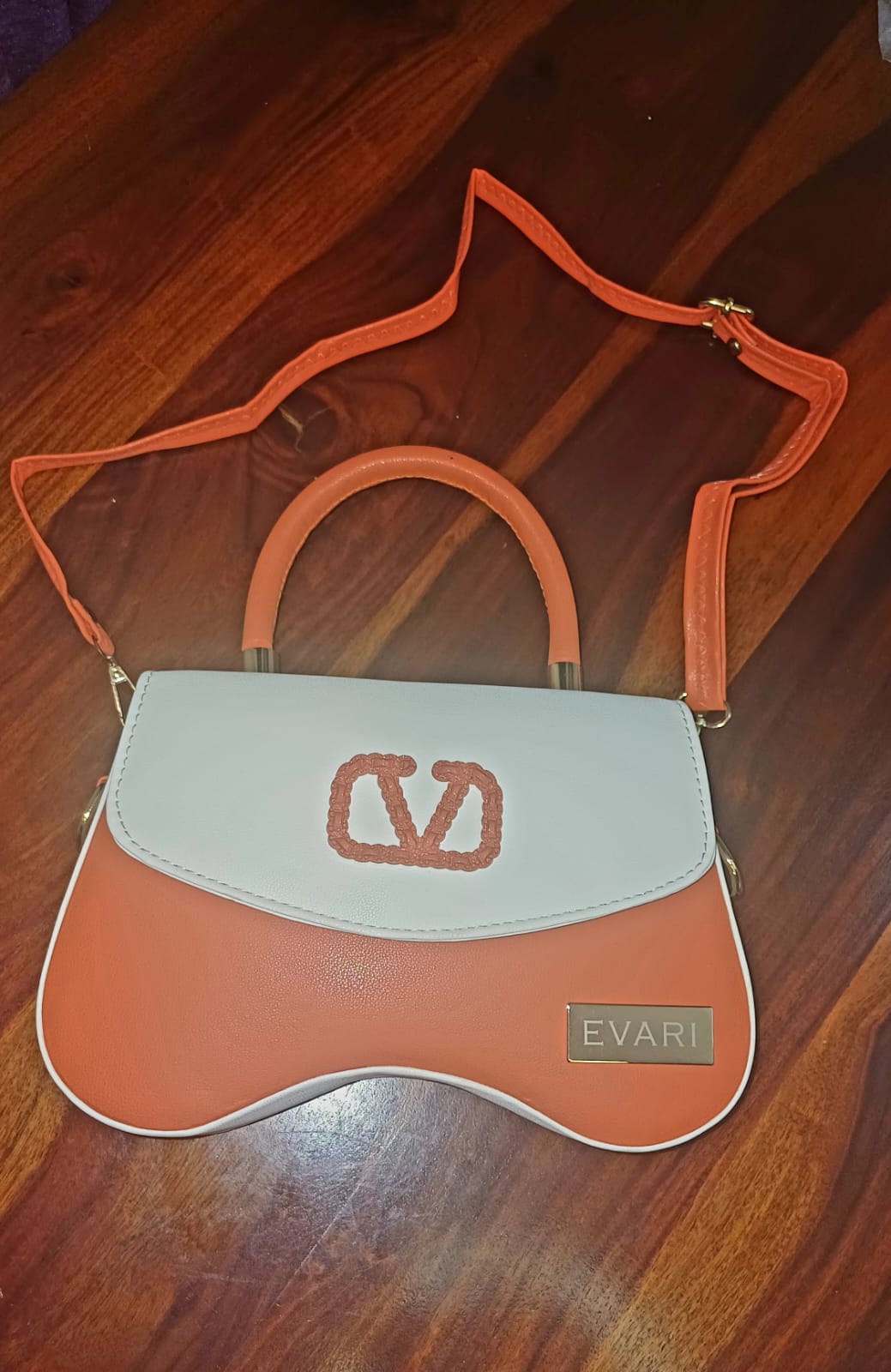 White Flap Orange Valentino Sling Bag