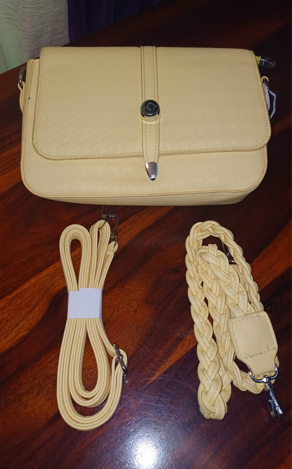 Yellow Textured Sling Bag