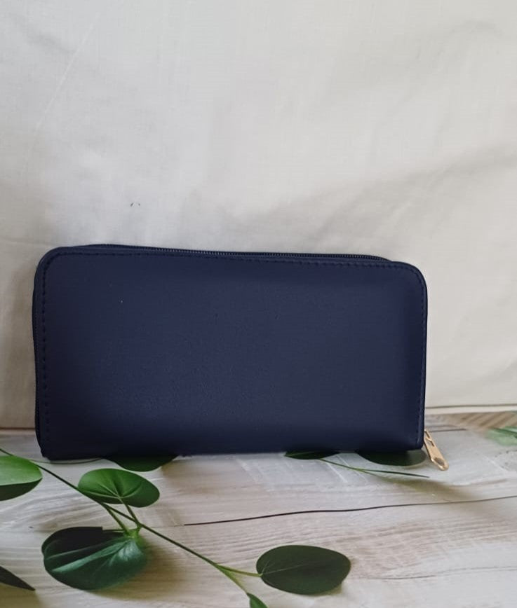Dark Blue Embroidered Wallet