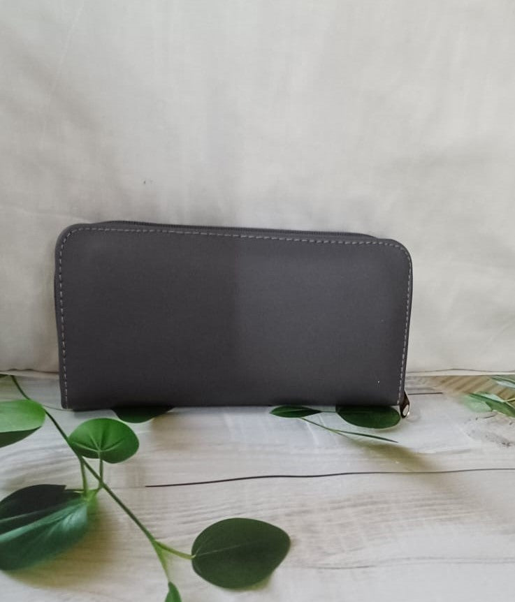 Grey Embroidered Wallet