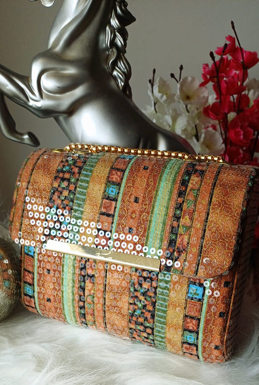 Brown Shimmer Sling Bag
