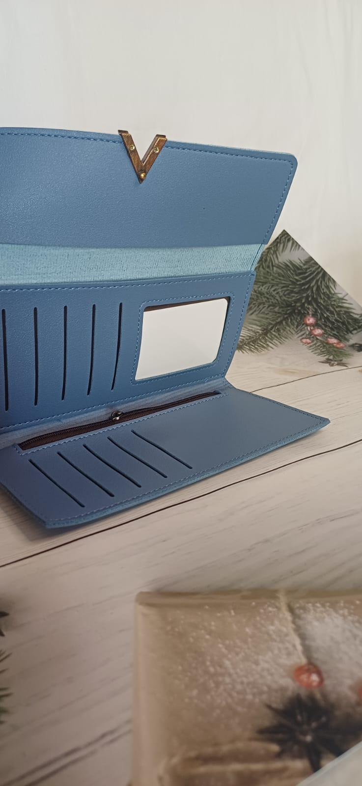Blue V Lock Rubber Wallet