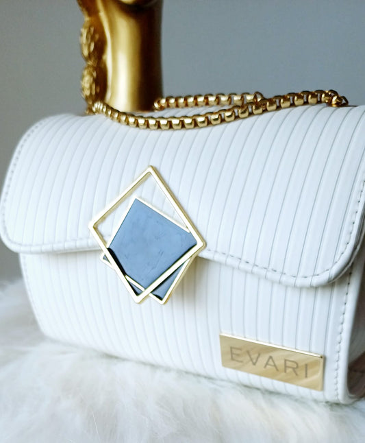 White Snake Lock Baguette Bag