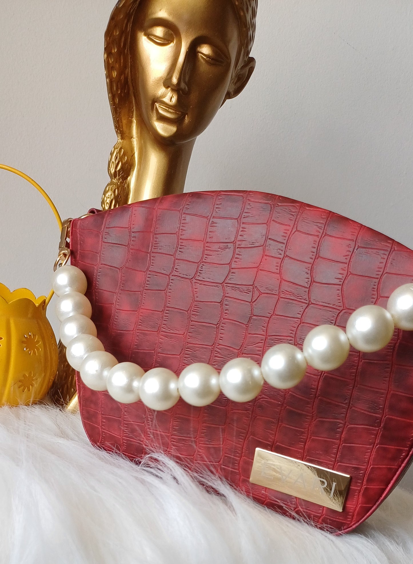 Green Pearl Handle Bucket Sling Bag