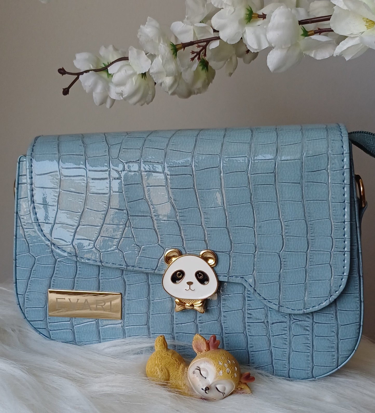 Blue Panda Lock Sling Bag