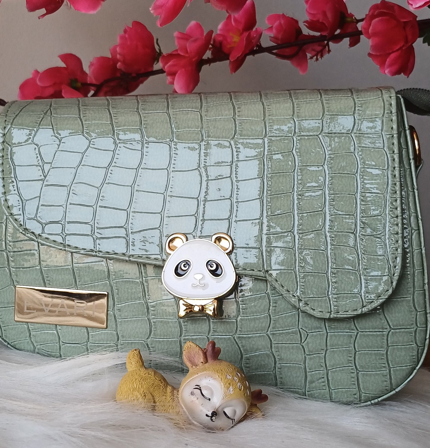 Green Panda Sling Bag