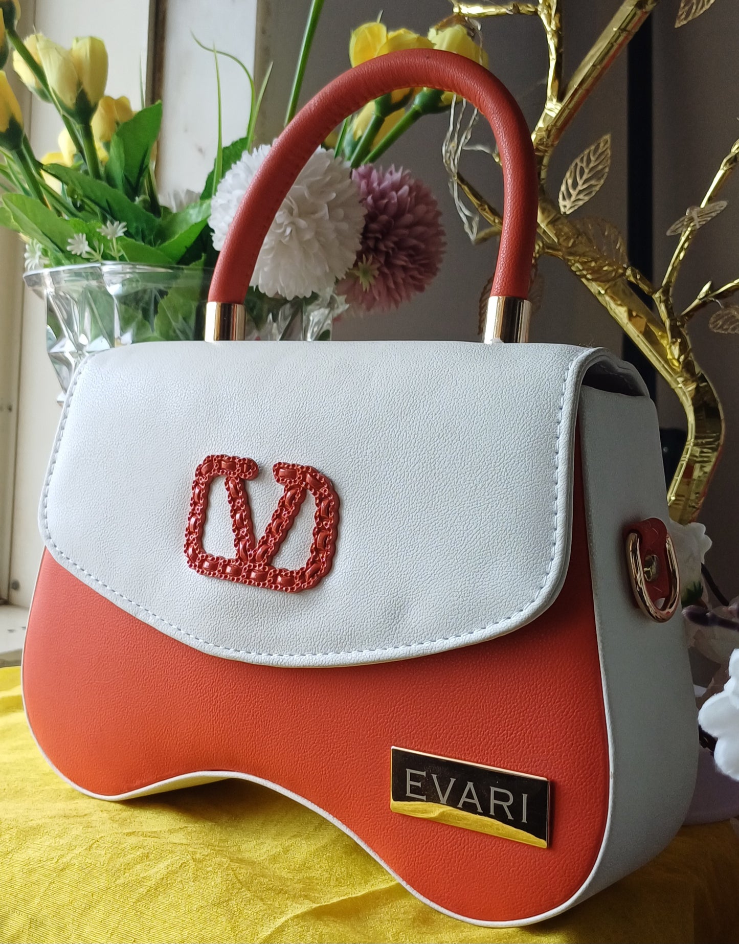 Grey Flap White Valentino Sling Bag