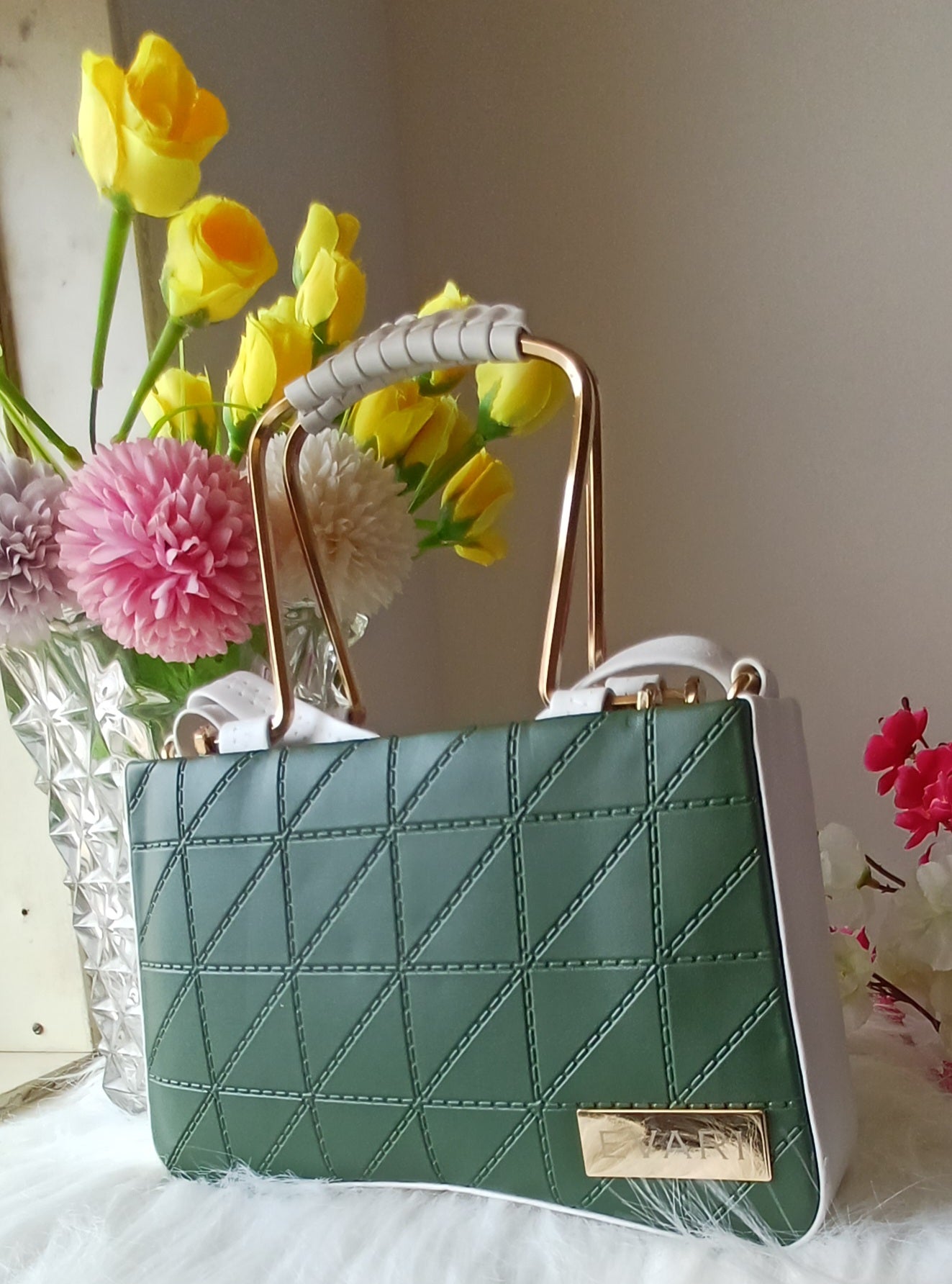 Blue Embossed Metal Sling Bag