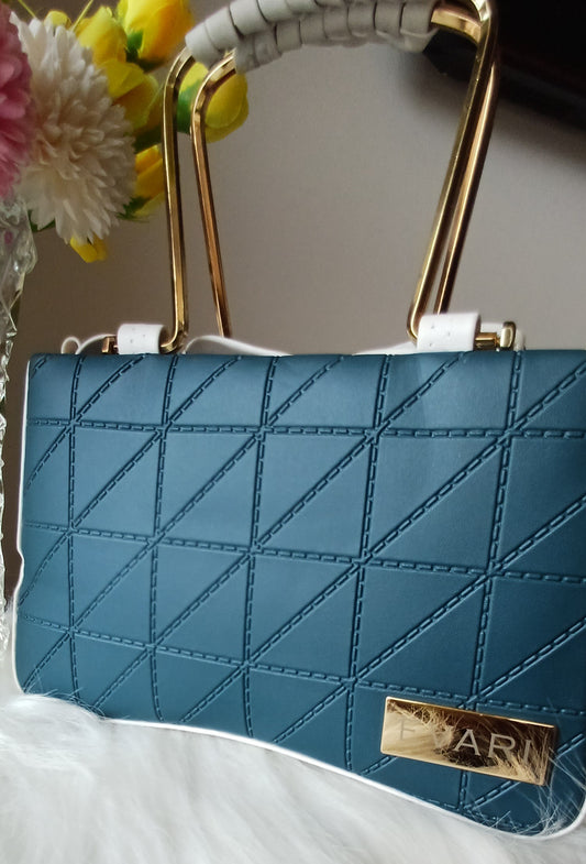 Blue Embossed Metal Sling Bag
