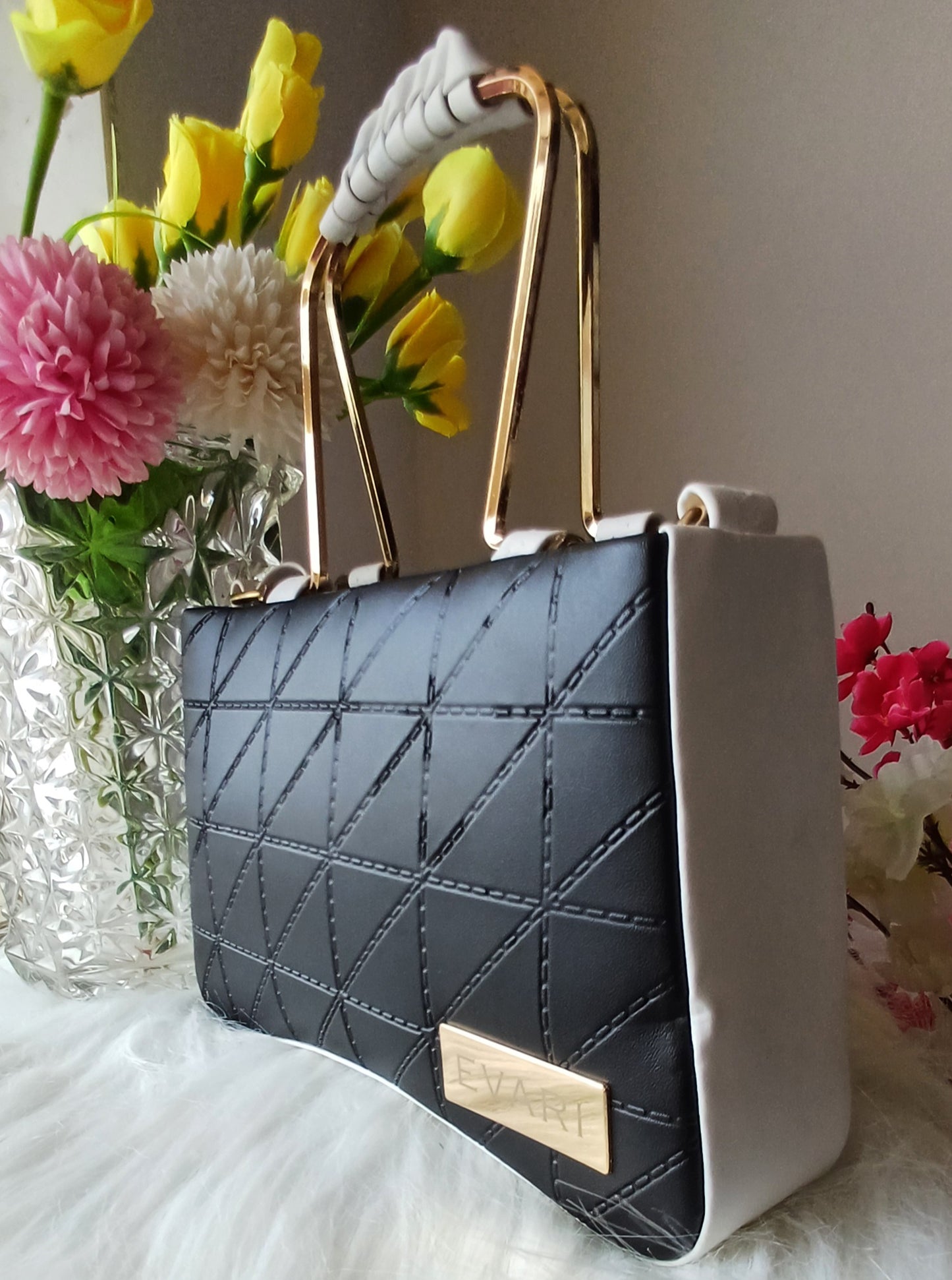 Black Embossed Metal Sling Bag