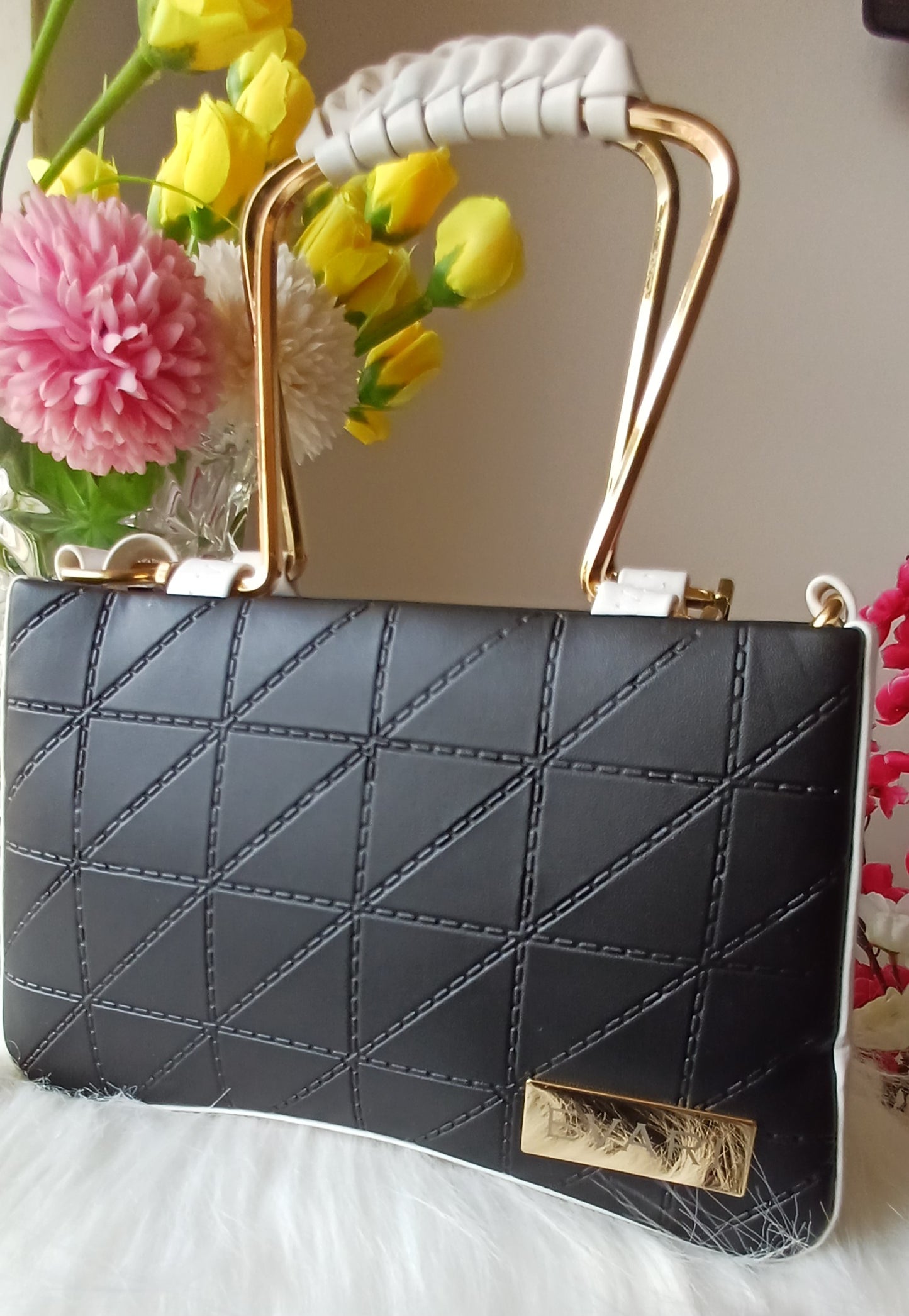 Blue Embossed Metal Sling Bag