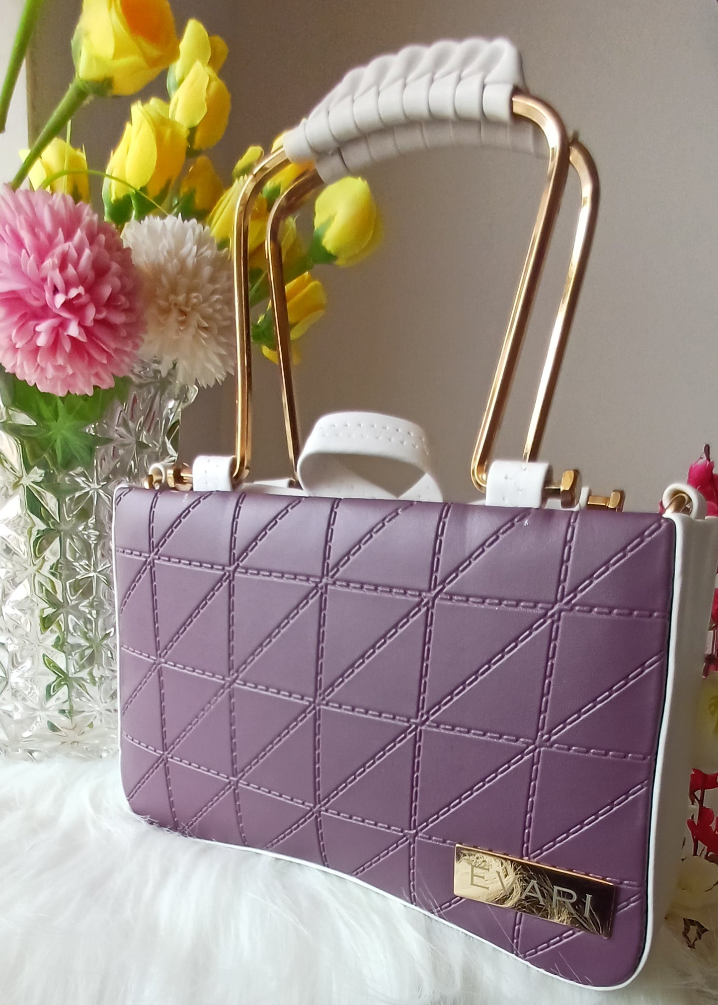 Blue Embossed Metal Sling Bag