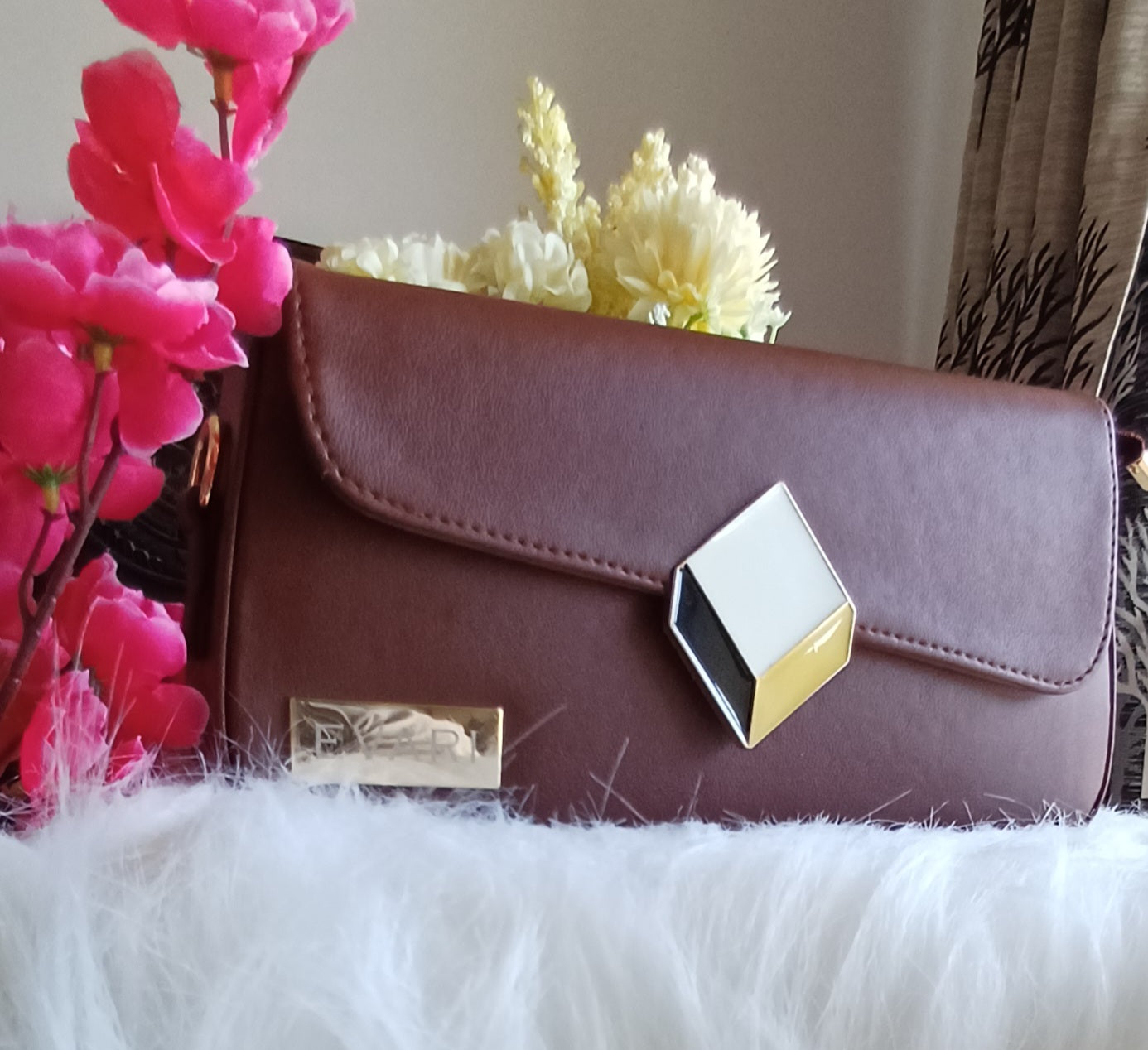 Light Pink 3D Lock Baguette Bag