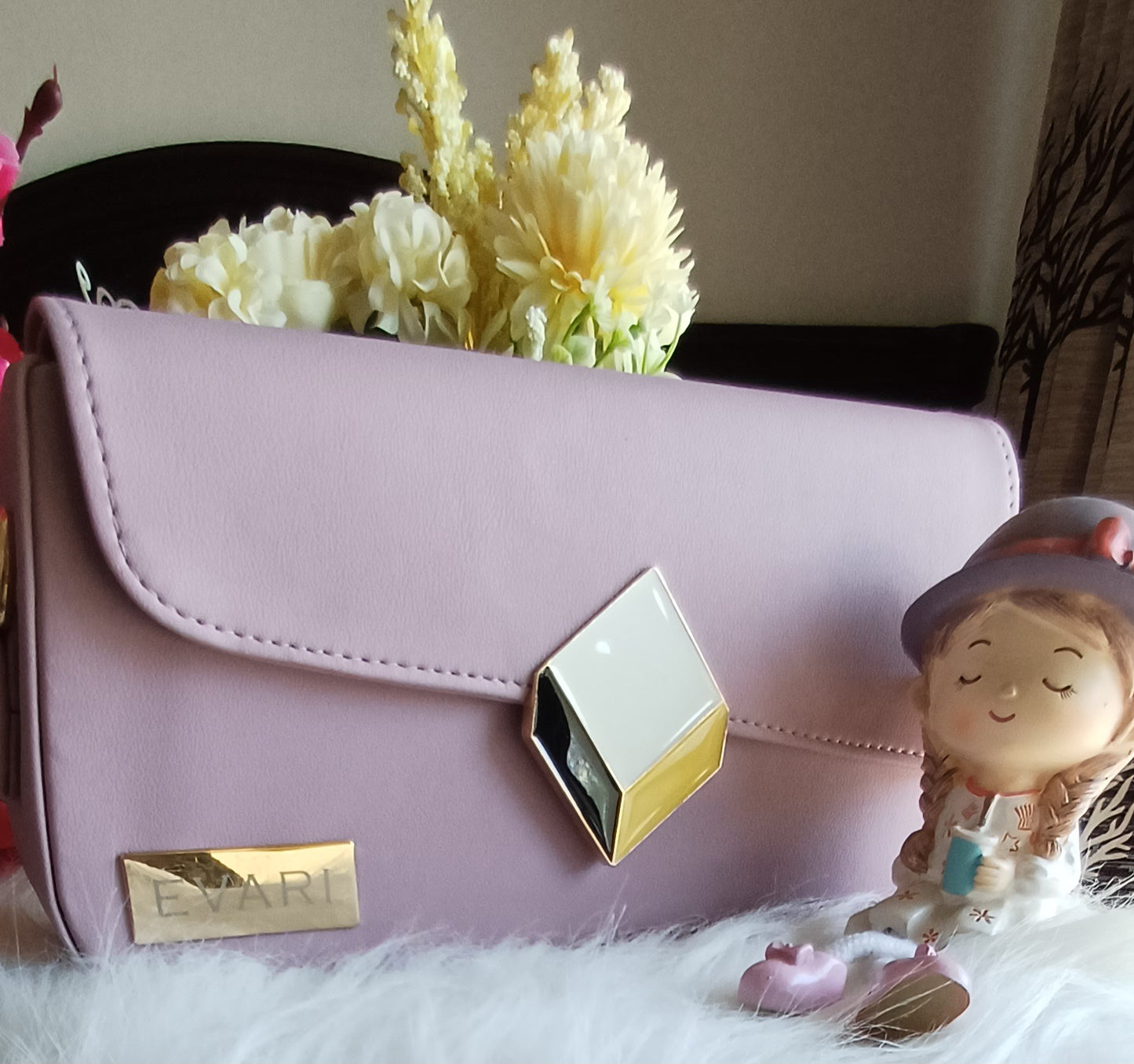 Light Pink 3D Lock Baguette Bag
