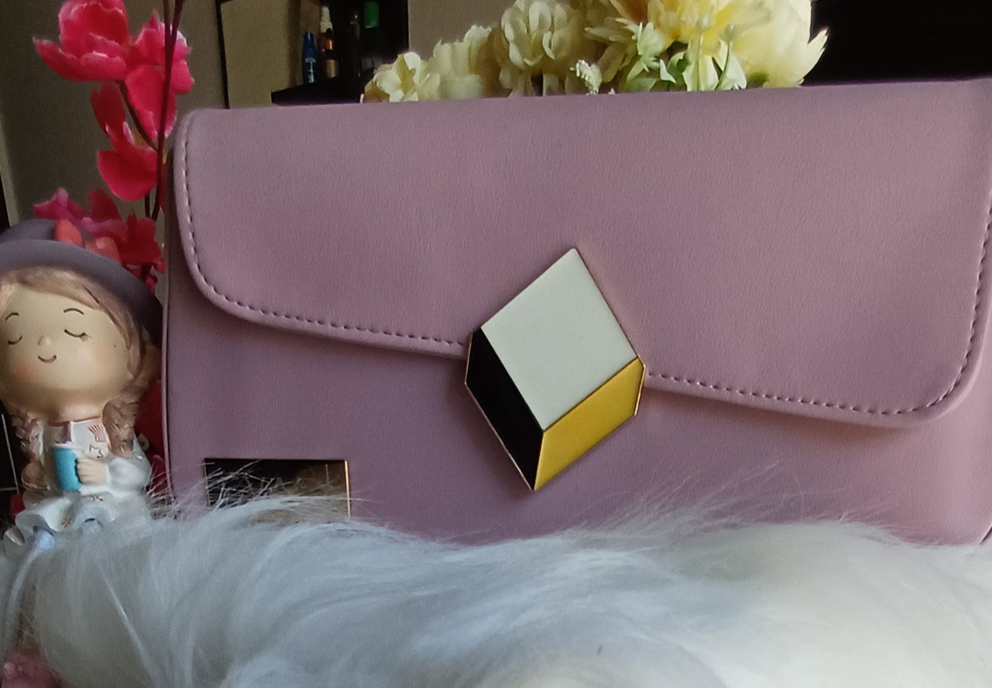 Pink 3D Lock Baguette Bag
