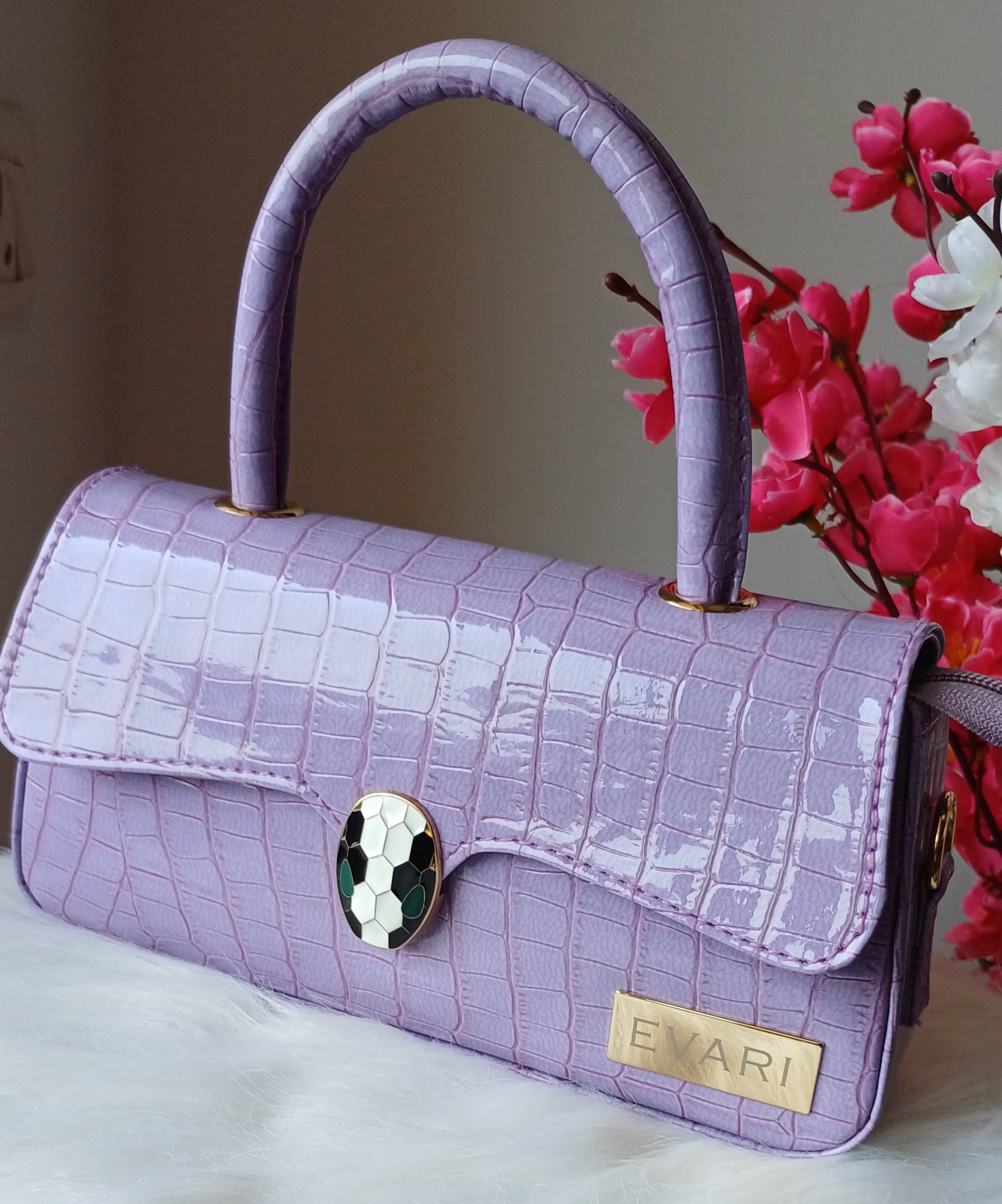 Purple Snake Lock Baguette Bag