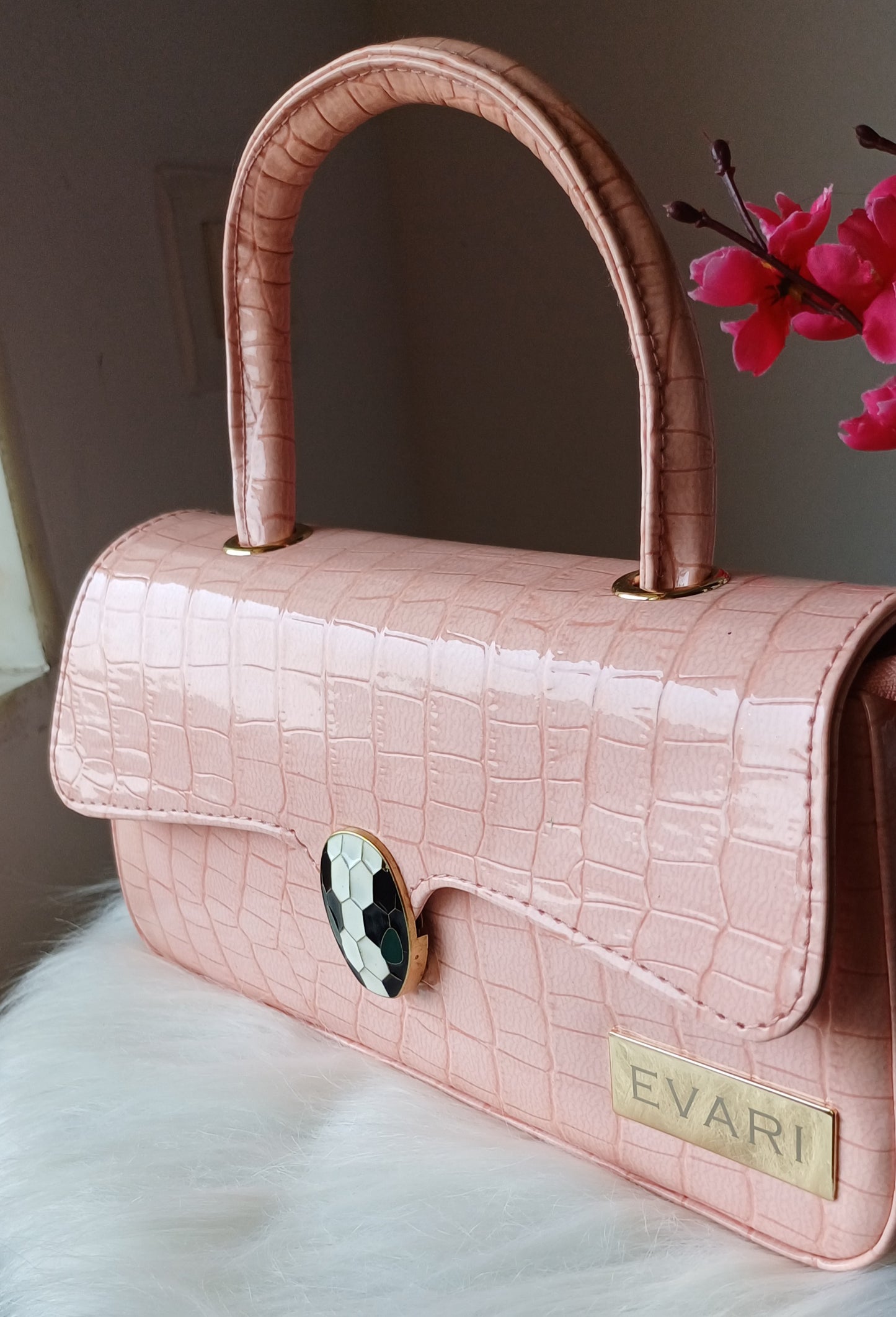 Pink Snake Lock Baguette Bag