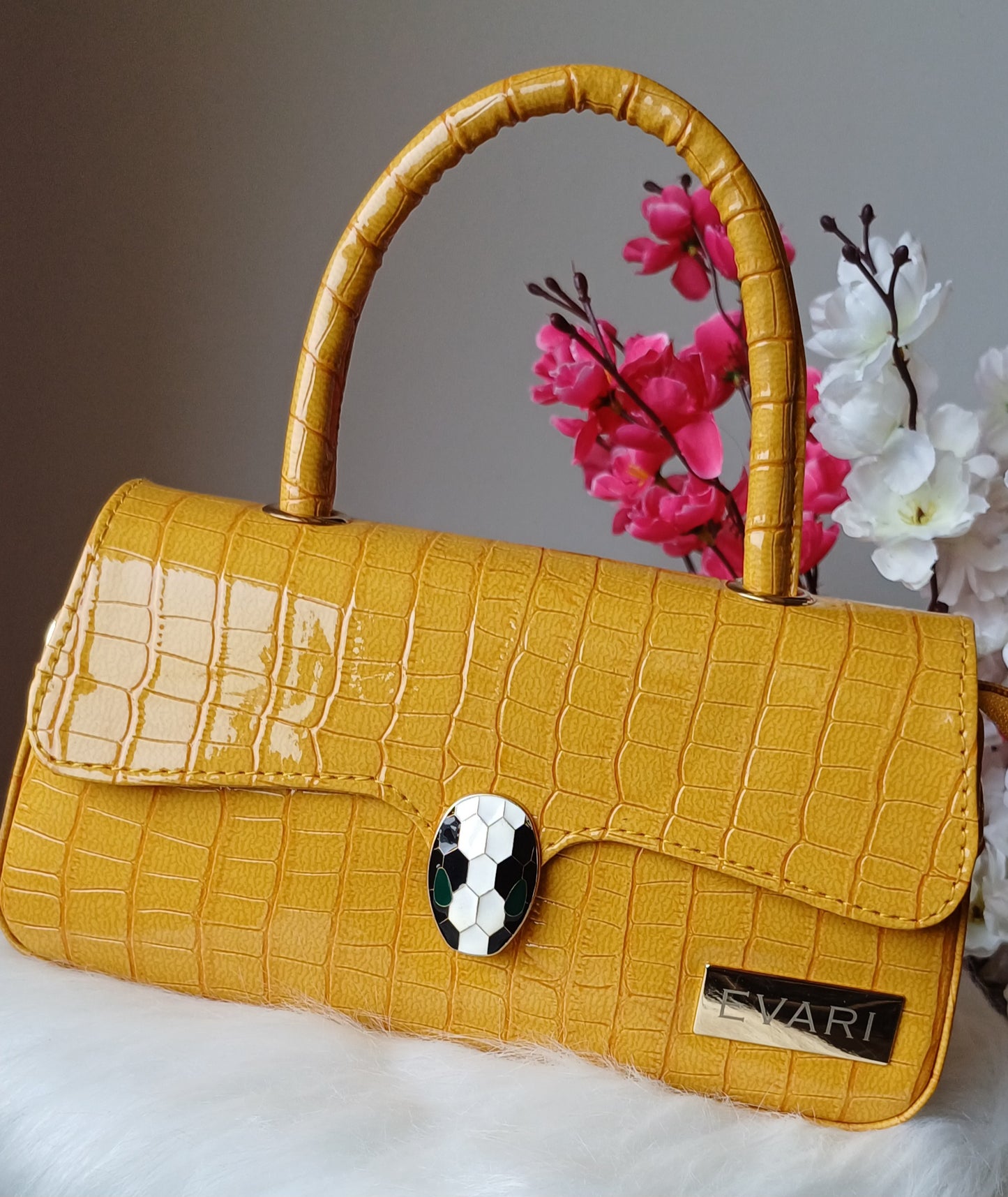 Blue Snake Lock Baguette Bag
