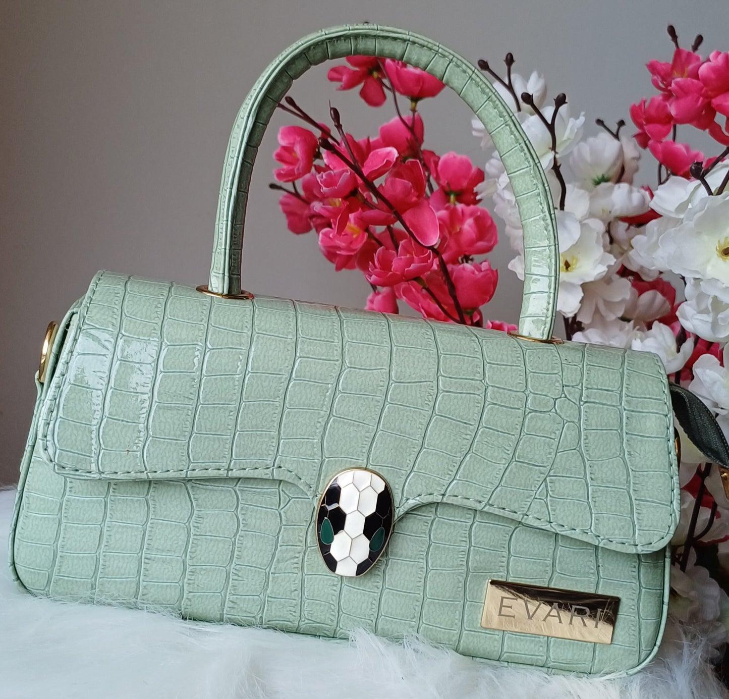 Blue Snake Lock Baguette Bag