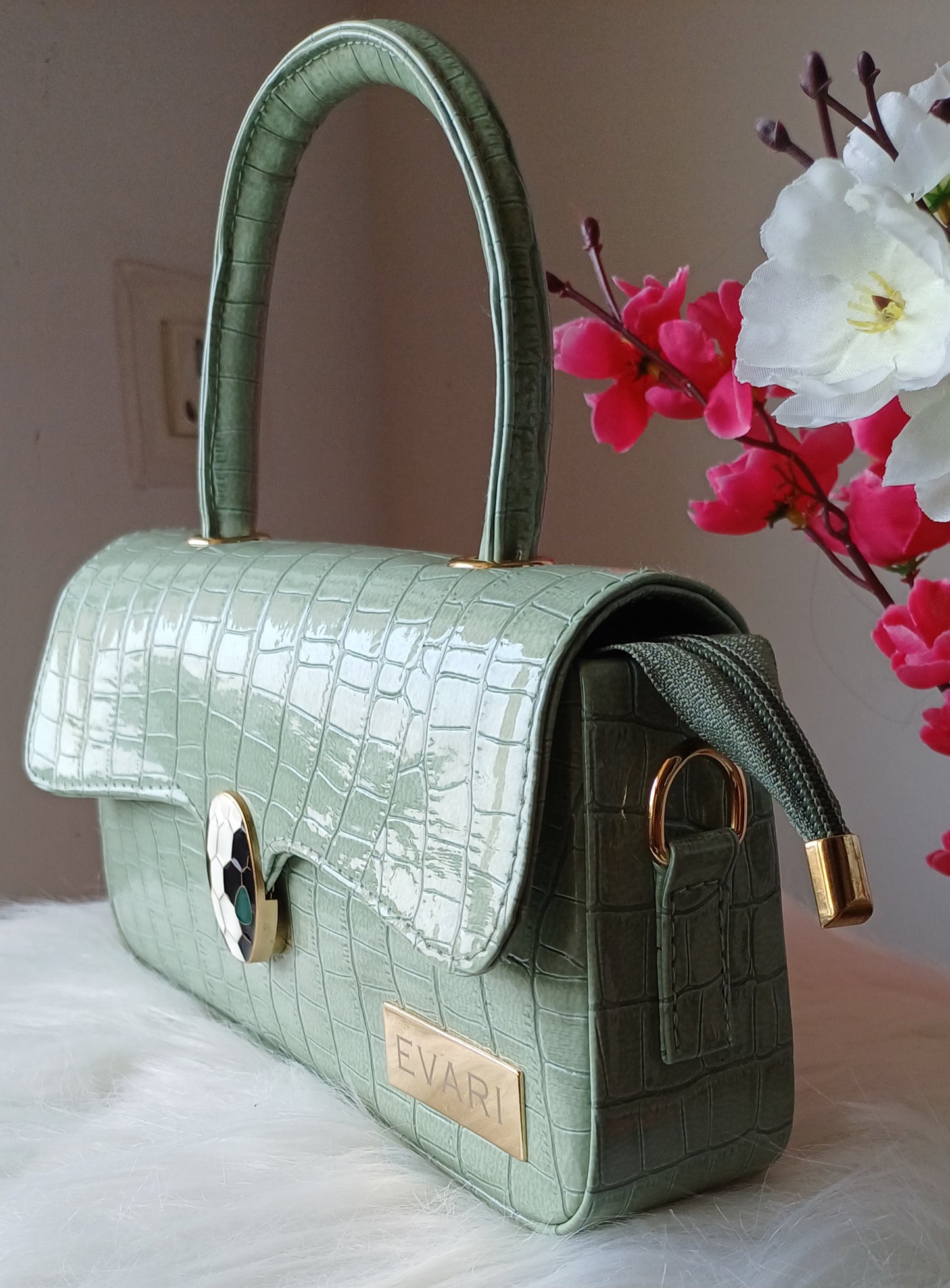 Green Snake Lock Baguette Bag