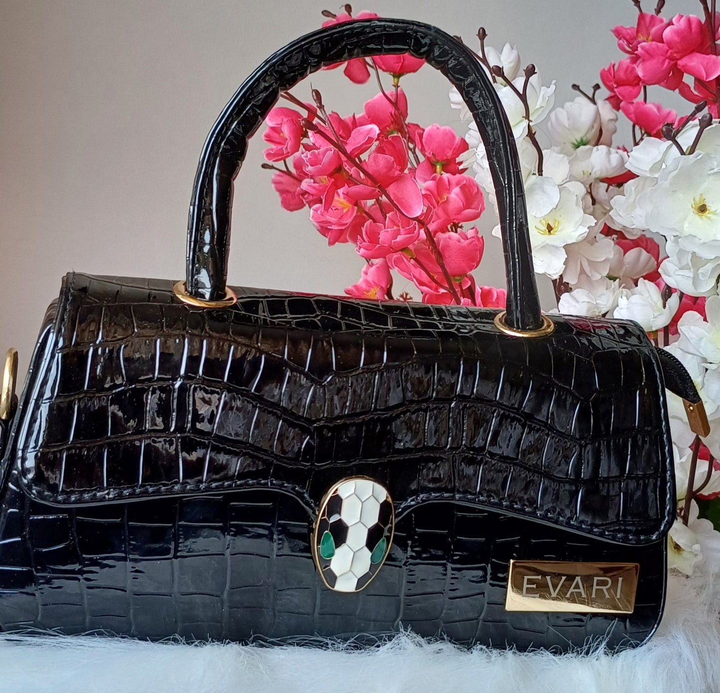 Black Snake Lock Baguette Bag