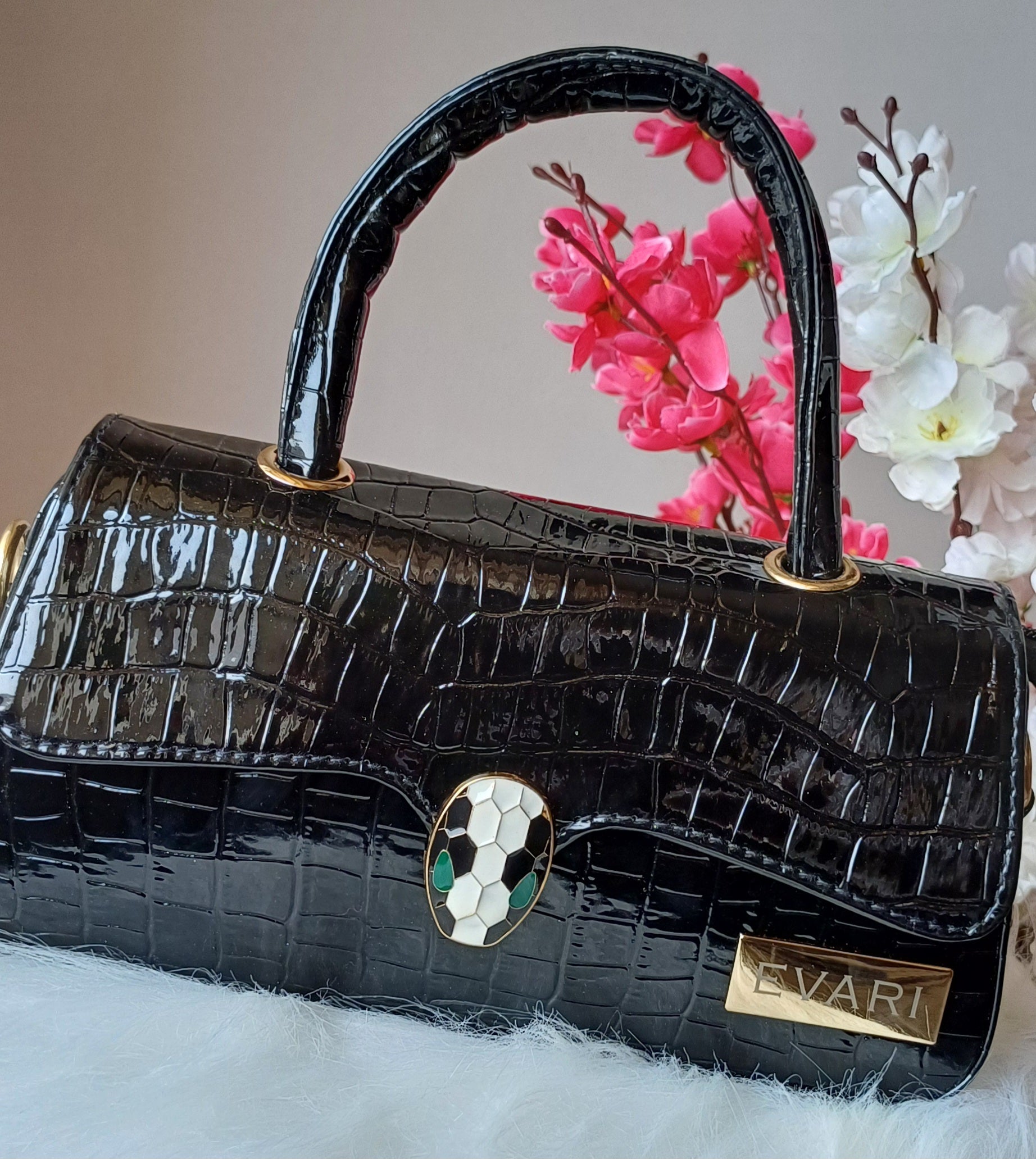 Black Snake Lock Baguette Bag