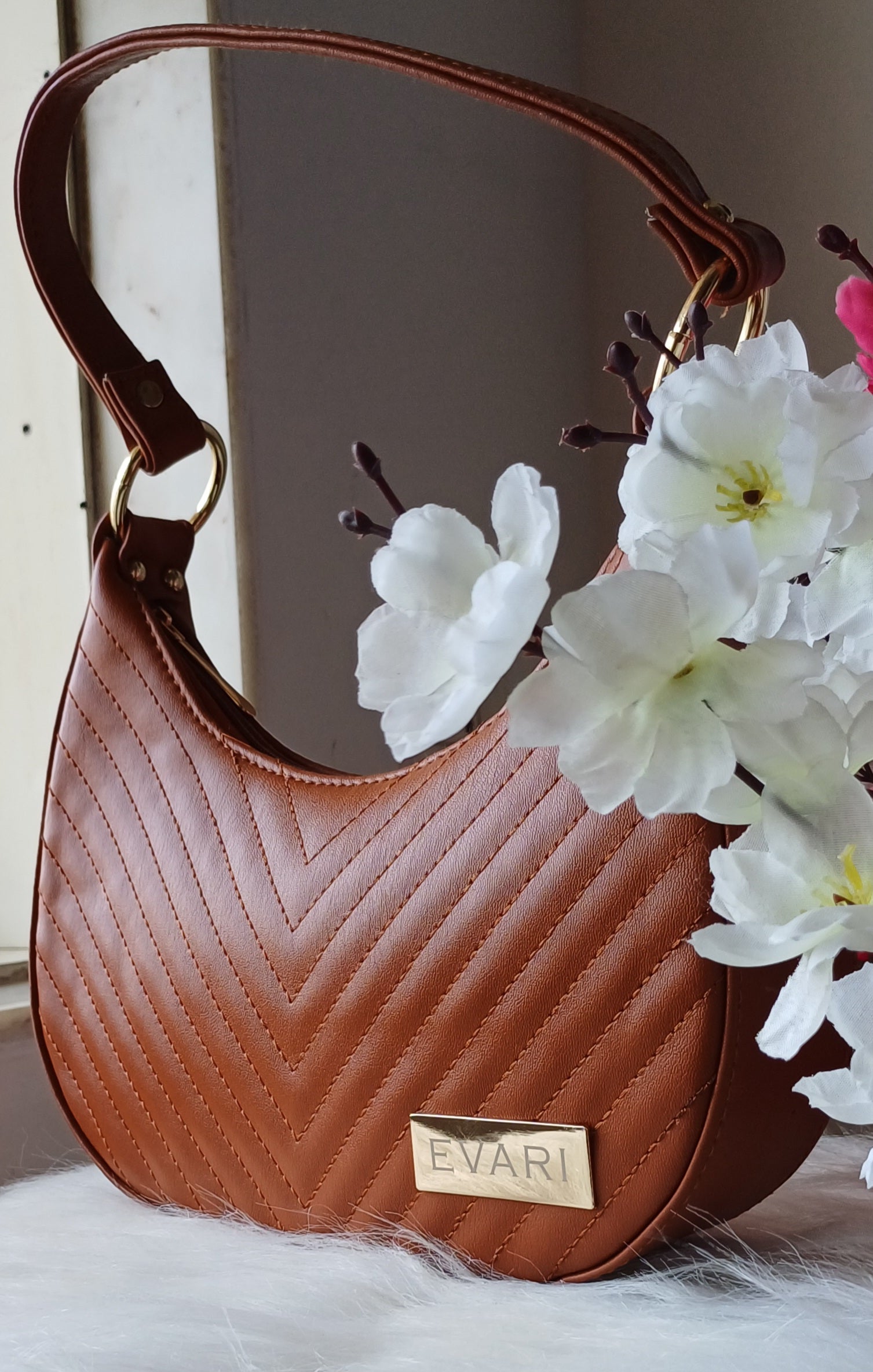 Brown U-Shaped Sling Bag